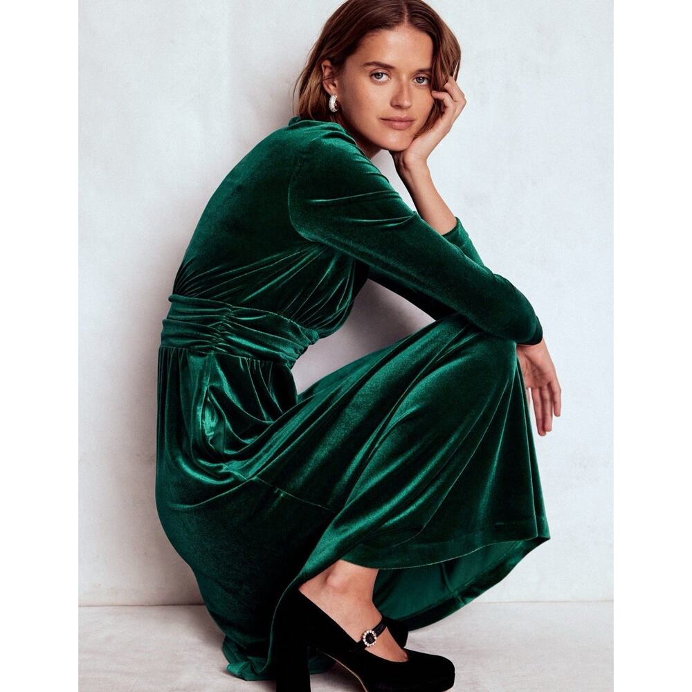Boden Tilda Velvet Midi Dress Botanical Garden Size 6 LONG - Picture 2 of 5